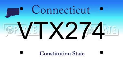 VTX274 Connecticut License Plate
