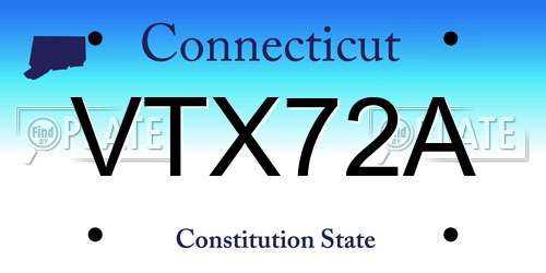 VTX72A Connecticut License Plate