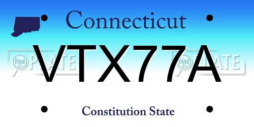VTX77A Connecticut License Plate