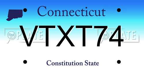VTXT74 Connecticut License Plate