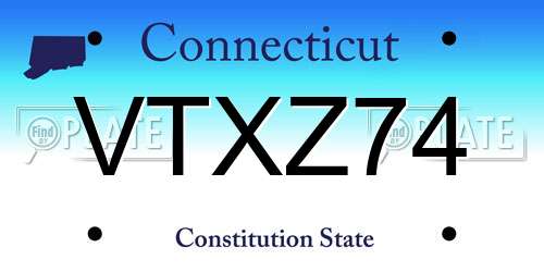 VTXZ74 Connecticut License Plate