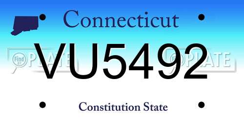VU5492 Connecticut License Plate