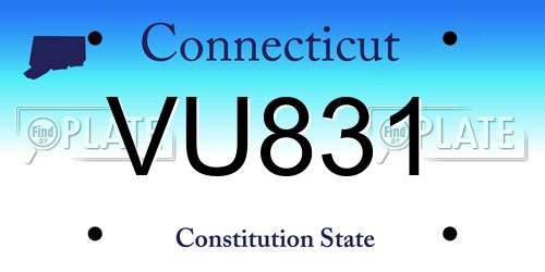 VU831 Connecticut License Plate