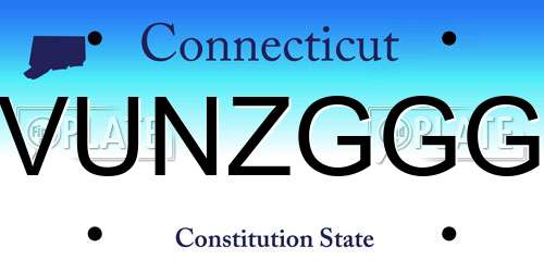 VUNZGGG Connecticut License Plate