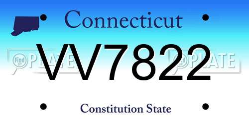 VV7822 Connecticut License Plate