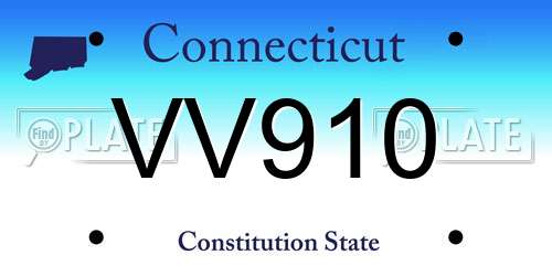 VV910 Connecticut License Plate