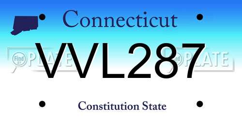 VVL287 Connecticut License Plate