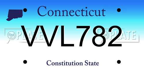 VVL782 Connecticut License Plate