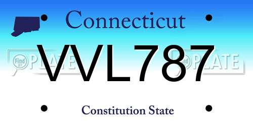 VVL787 Connecticut License Plate