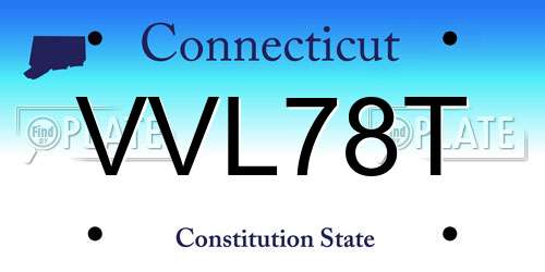 VVL78T Connecticut License Plate