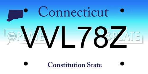 VVL78Z Connecticut License Plate