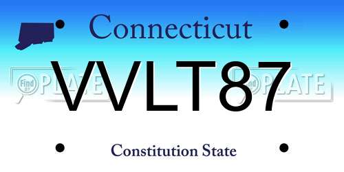 VVLT87 Connecticut License Plate