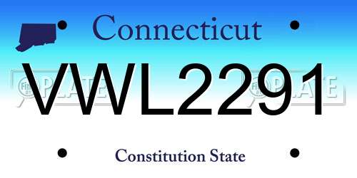 VWL2291 Connecticut License Plate