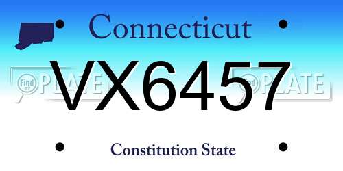 VX6457 Connecticut License Plate