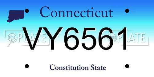 VY6561 Connecticut License Plate