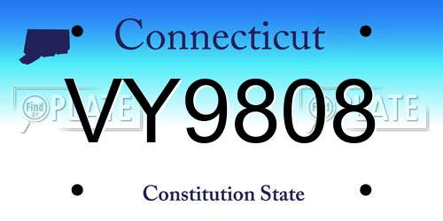 VY9808 Connecticut License Plate