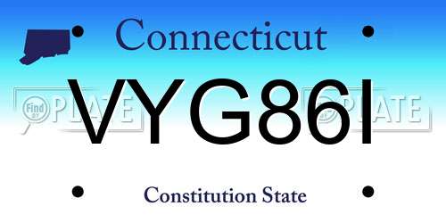 VYG86I Connecticut License Plate