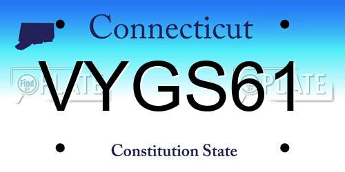 VYGS61 Connecticut License Plate