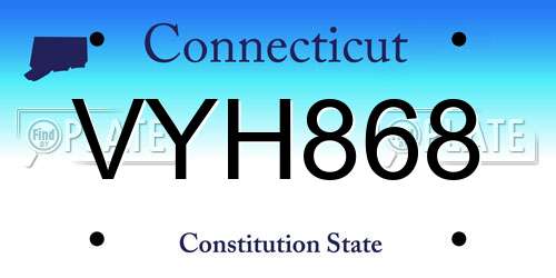 VYH868 Connecticut License Plate