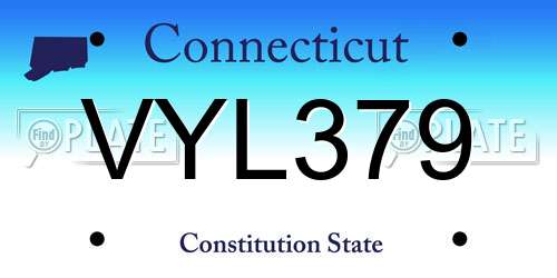 VYL379 Connecticut License Plate
