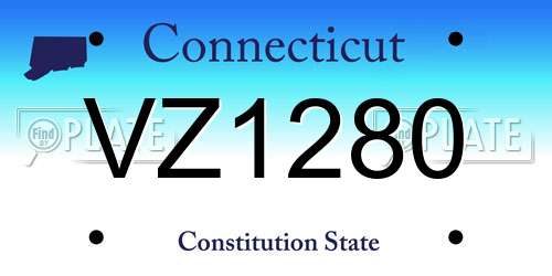 VZ1280 Connecticut License Plate