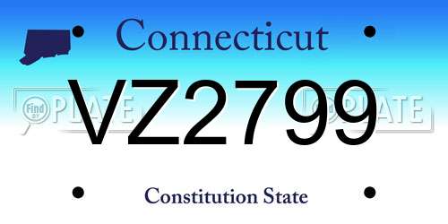 VZ2799 Connecticut License Plate