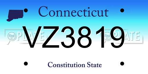VZ3819 Connecticut License Plate