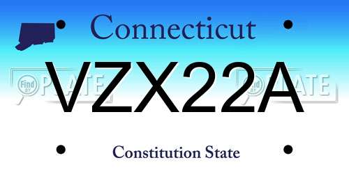 VZX22A Connecticut License Plate