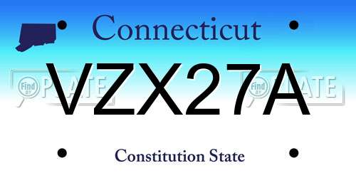 VZX27A Connecticut License Plate