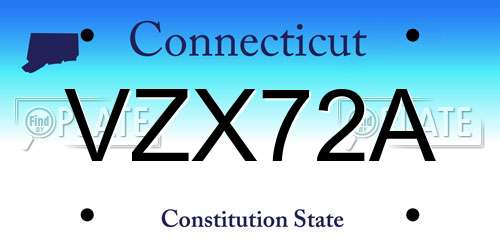 VZX72A Connecticut License Plate