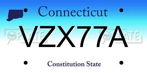 VZX77A Connecticut License Plate