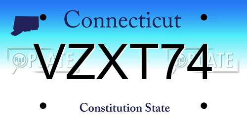 VZXT74 Connecticut License Plate