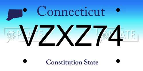 VZXZ74 Connecticut License Plate