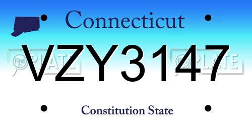 VZY3147 Connecticut License Plate