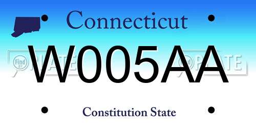 W005AA Connecticut License Plate
