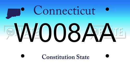 W008AA Connecticut License Plate