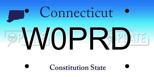 W0PRD Connecticut License Plate