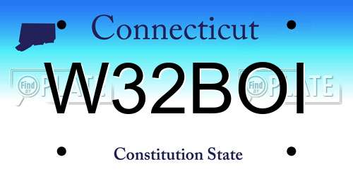 W32BOI Connecticut License Plate