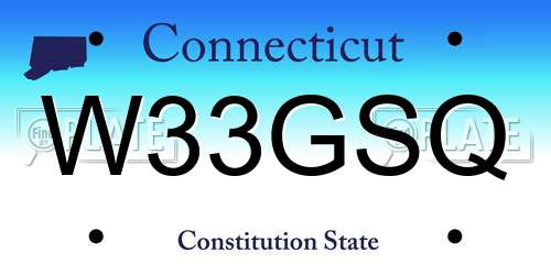 W33GSQ Connecticut License Plate