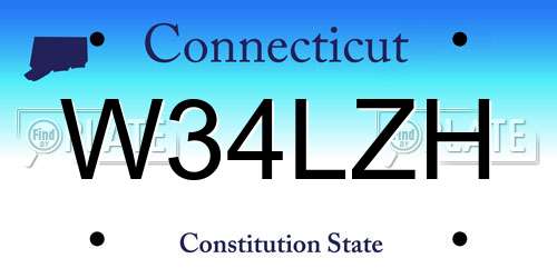 W34LZH Connecticut License Plate