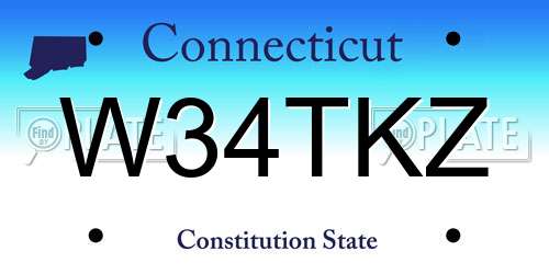 W34TKZ Connecticut License Plate