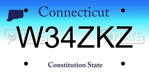 W34ZKZ Connecticut License Plate
