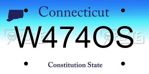 W474OS Connecticut License Plate