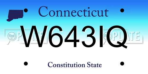 W643IQ Connecticut License Plate