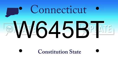 W645BT Connecticut License Plate