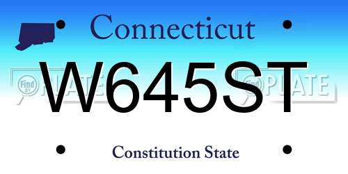 W645ST Connecticut License Plate