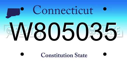W805035 Connecticut License Plate