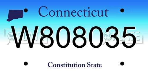 W808035 Connecticut License Plate