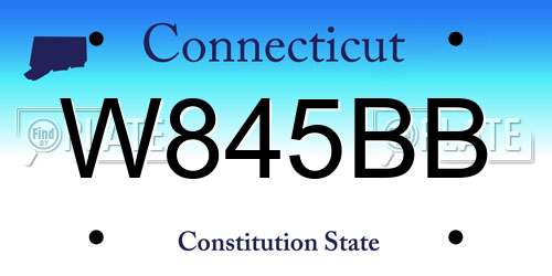 W845BB Connecticut License Plate