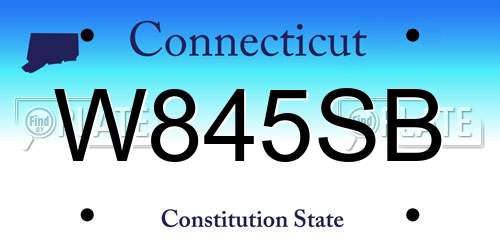 W845SB Connecticut License Plate